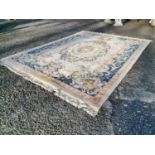 Hand knotted carpet square.