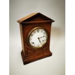 Edwardian oak mantle clock.