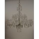 Irish cut crystal sixteen branch chandelier.