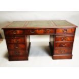 Pedestal desk with inset leather top.