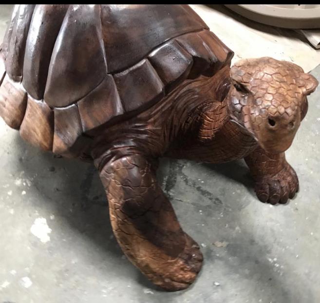 Carved wooden turtle of a tortoise. - Image 3 of 3