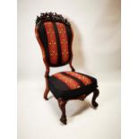 Victorian carved rosewood ladies' chair.