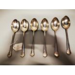 Set of six German silver serving/ stuffing spoons