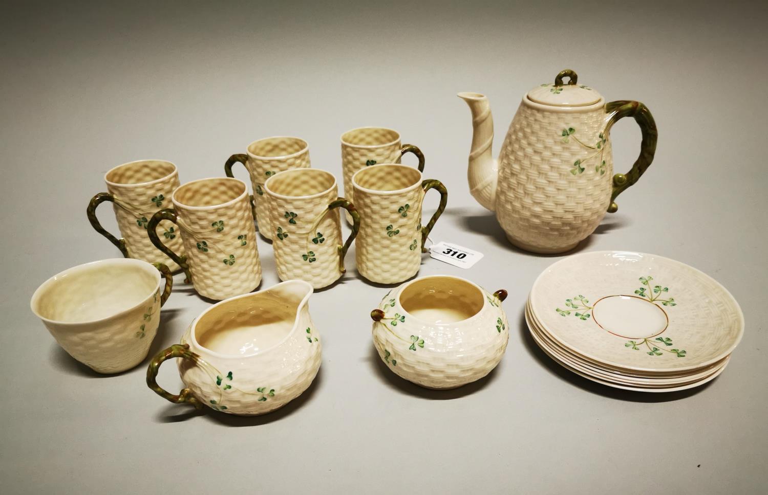 Fifteen piece modern Belleek coffee set.