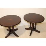 Pair of wooden pub tables.