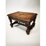 Early 20th carved oak stool.