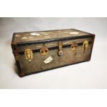 Early 20th C. metal bound travelling trunk.