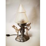 Art Deco spelter lamp.