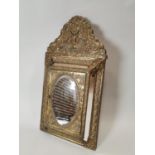 19th. C. embossed brass cushion mirror
