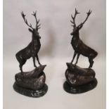 Pair of bronze stags.