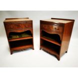 Pair of inlaid mahogany bedside cabinets.