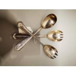 Set of German silver salad servers