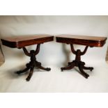 Near pair of19th C. rosewood card tables