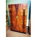 Art Deco walnut inlaid two door wardrobe