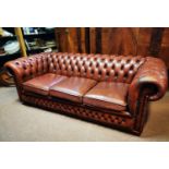 Three seater leather Chesterfield sofa