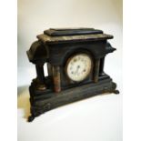 Late 19th C. wooden mantle clock