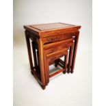Nest of three Edwardian mahogany tables in the Chinese style