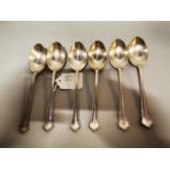 Set of six German silver dessert spoons