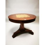 Mahogany inlaid games table.