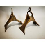 Pair of unusual brass stirrups