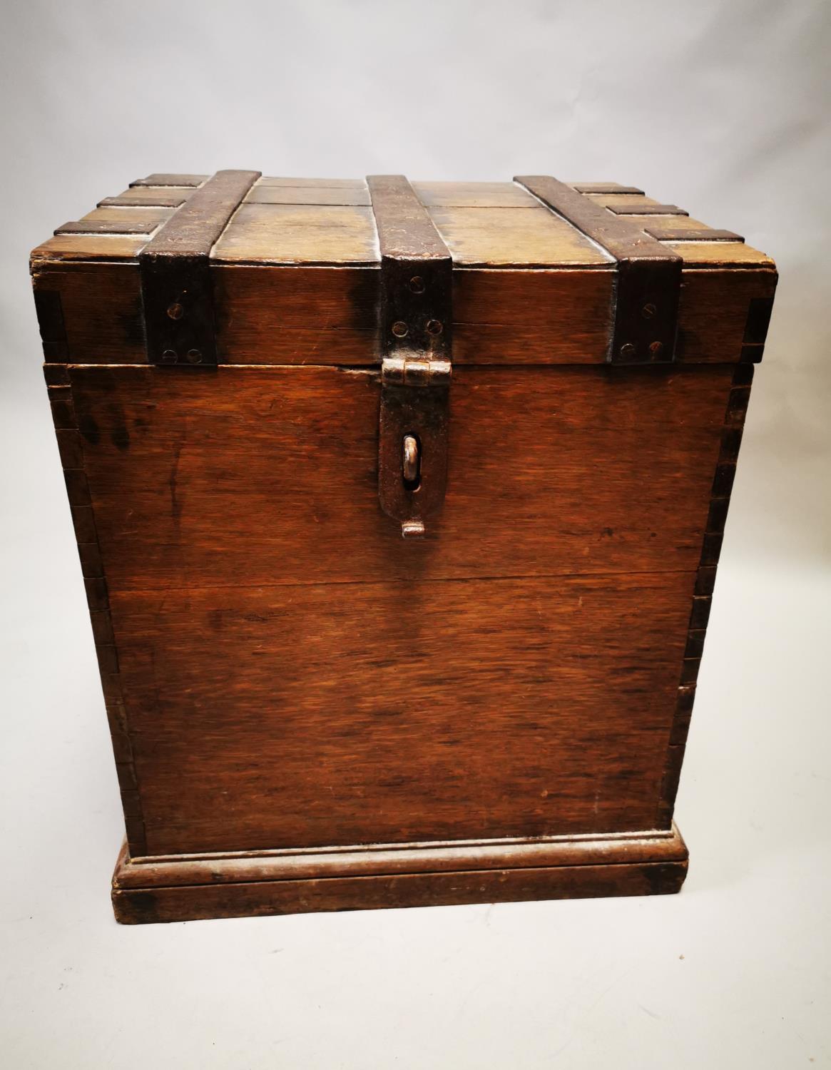 Early 19th C. oak metal bound Estate trunk. - Image 2 of 7