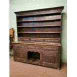 19th C. carved oak dresser.