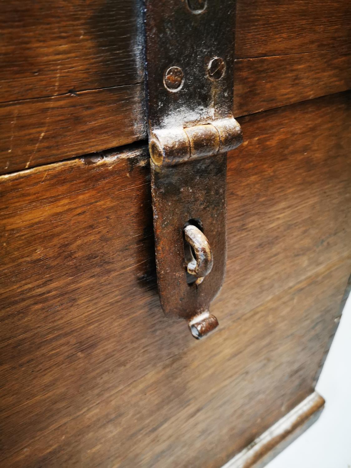 Early 19th C. oak metal bound Estate trunk. - Image 3 of 7