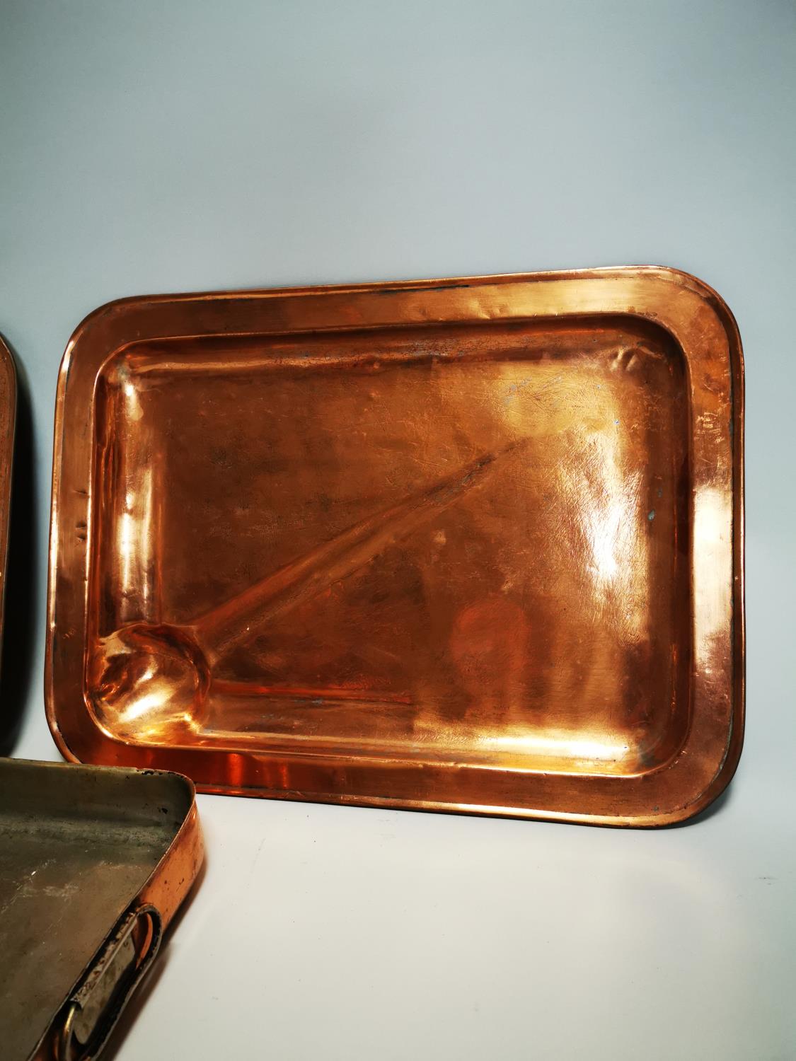 Two large 19th C. copper meat platters - Bild 4 aus 4