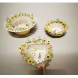 Three modern Belleek baskets