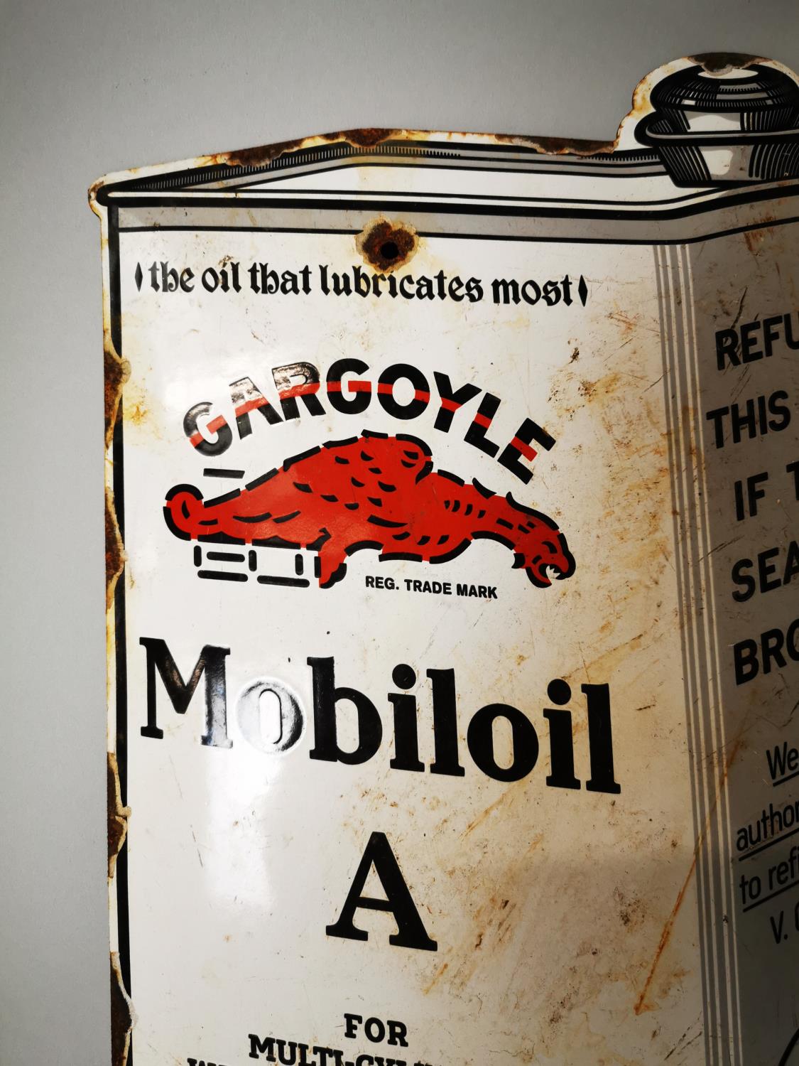 Gargoyle Mobiloil enamel advertising sign. - Bild 3 aus 4