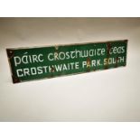 Crosthwaite Park South enamel sign.
