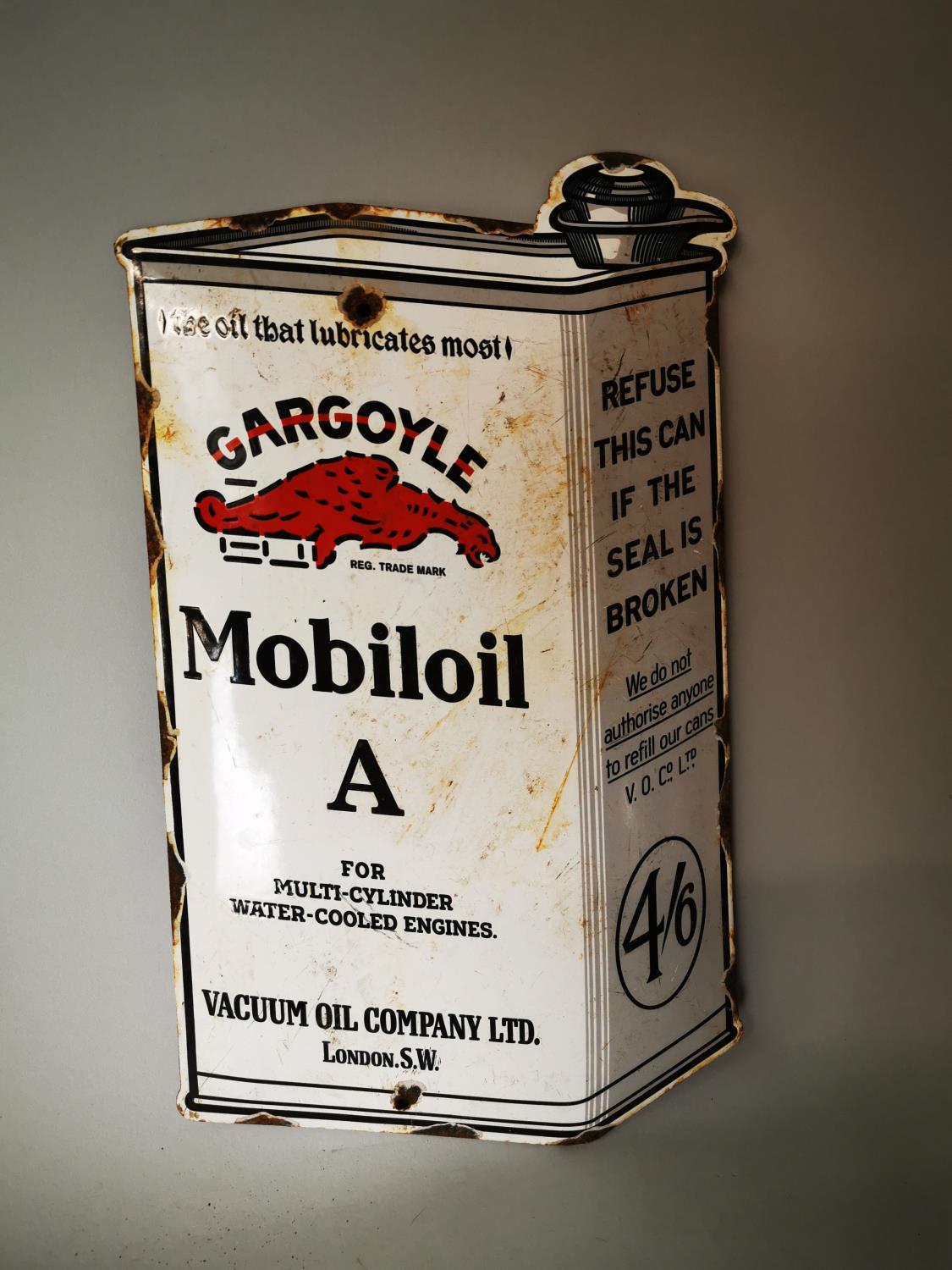 Gargoyle Mobiloil enamel advertising sign.