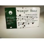 Forestry Road enamel warning sign.