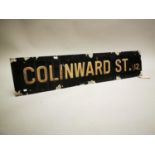 Colinward Road tinplate sign.