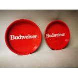 Two Budweiser advertising drinks tray.