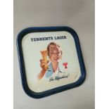 Tennent's Lager tinplate advertising drinks tray.