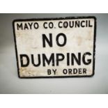 No Dumping alloy road sign.
