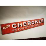 Cherokee tobacco enamel advertising sign.
