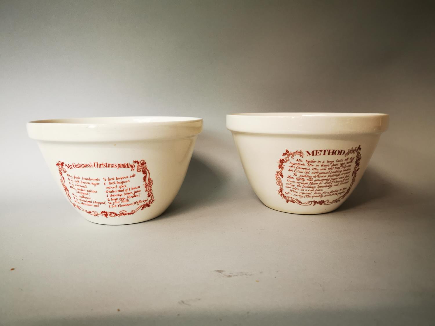 Pair of Guinness Carlton Ware pudding bowls.