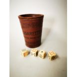 Will's Cigarettes leather advertising dice cup.