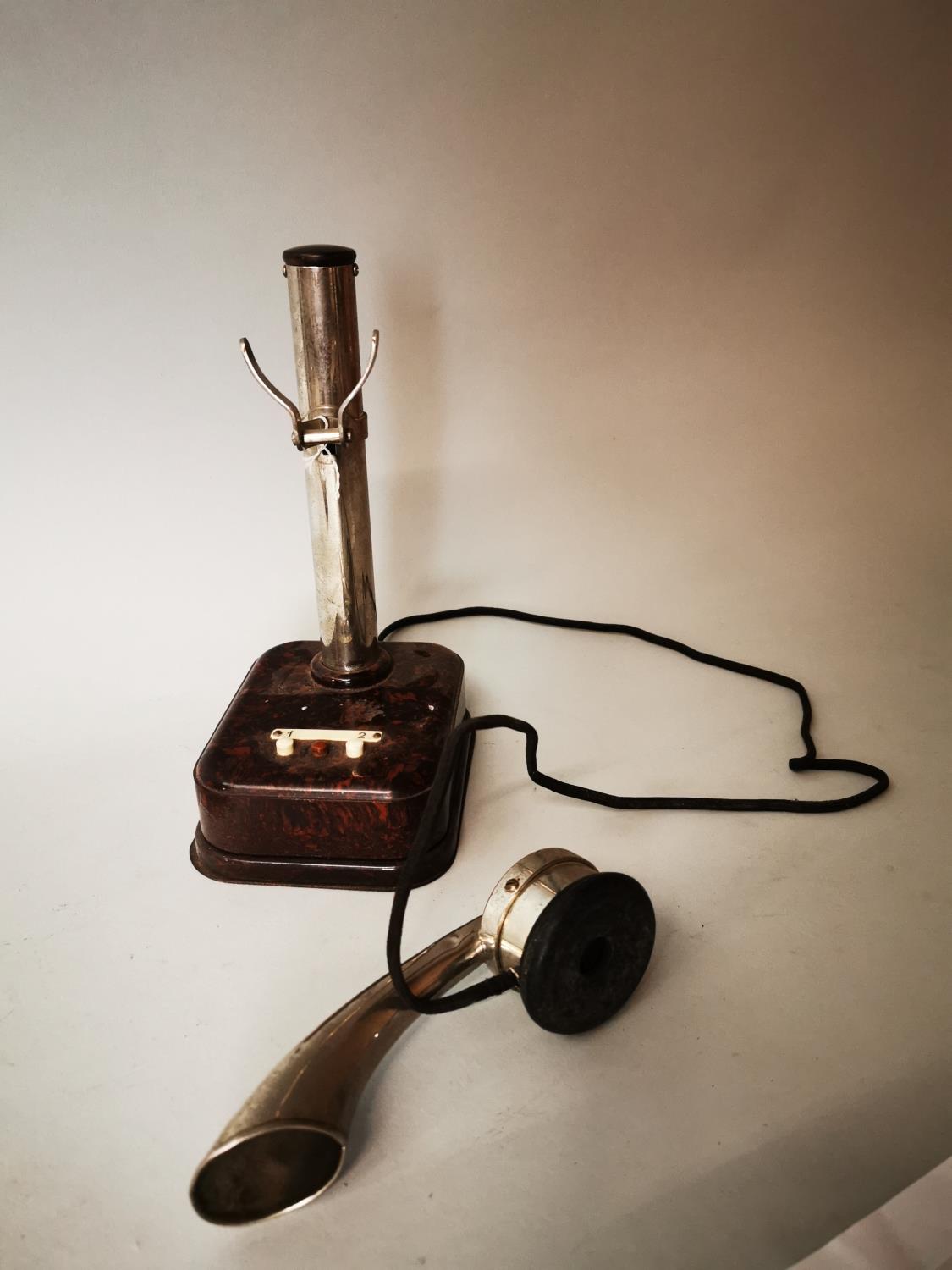 20th C. chrome and Bakelite telephone.