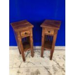 Pair of tall side tables with drawers W 30 H 85 D 30