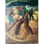 Arthur Armstrong: Oil on board, Corn Cutters: Deveres sale February 1998 W 40 H 50