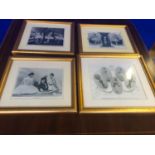 Set of 4 framed historical ballet prints W 40 H 35