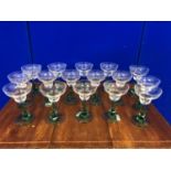 Set of 16 jade margarita glasses W 11 H 17