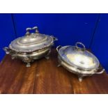 Two quality silver plated tureen dishes, largest W 44 H 28 D 26