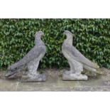 Pair of large stone garden sculptures modelled as eagles W 90 H 98 D 35