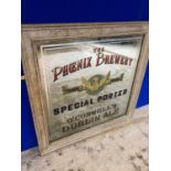 The Phoenix Brewery framed advertising mirror W 96 H 96