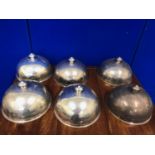 Set of 6 French silver plated dish covers W 24 H 14