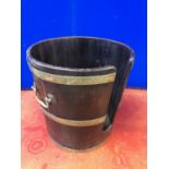 Irish Georgian mahogany brass bound plate bucket W 36 H 38